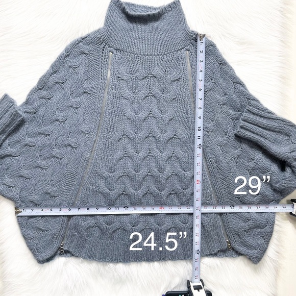 SOLD-Free People Zippered Chunky Slouchy Dolman Sleeve Cable Knit Sweater - Picture 10 of 10